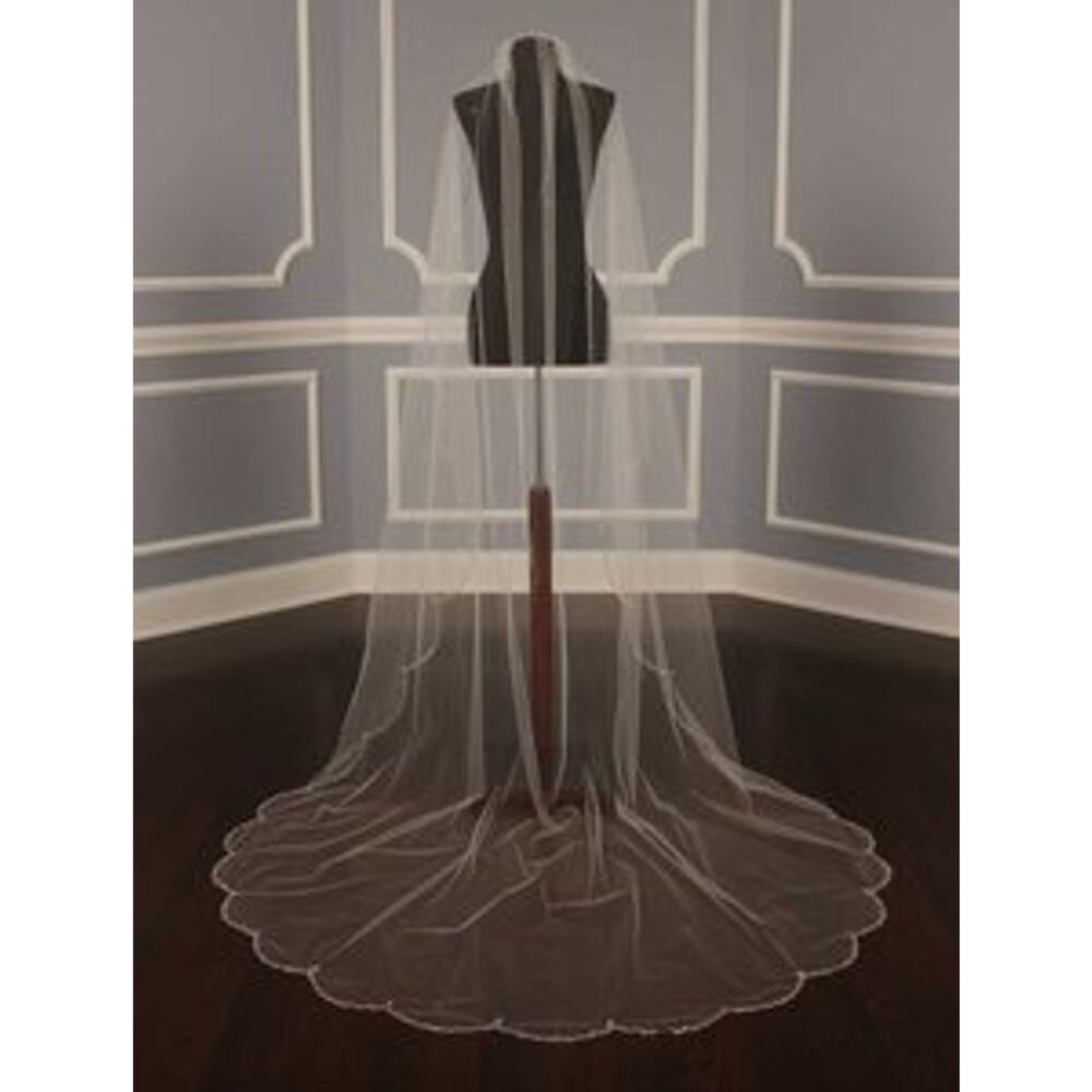 HOMA BRIDAL Couture 164 Diamond White Silver Beaded Chapel Length Wedding Veil